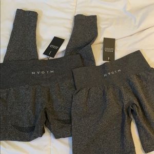 Nvgtn black speckled pro shorts and leggings